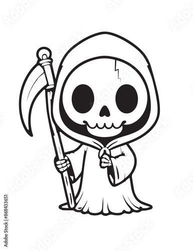 Illustration Coloring draw popular ghost grim reaper stay black and white version good for kids