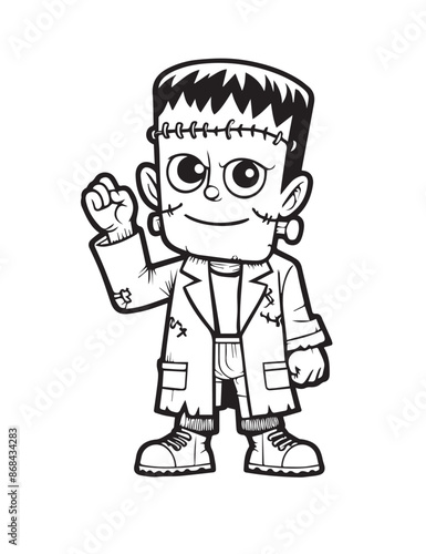 Illustration Coloring draw popular ghost hallo frankenstein black and white version good for kids