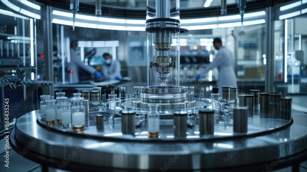 A high-tech laboratory equipped with advanced scientific equipment, researchers conducting groundbreaking experiments A high-tech laboratory equipped with advanced scientific equipment, researchers conducting groundbreaking experiments