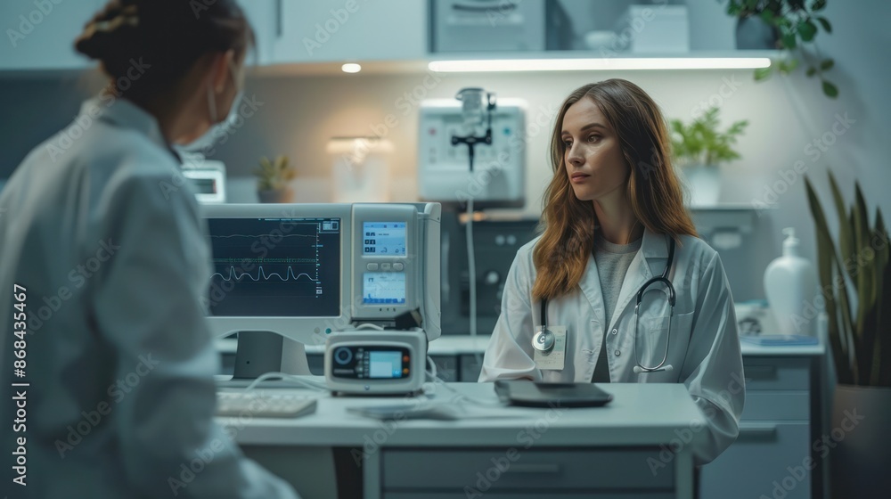 A high-tech healthcare device monitoring patient vitals in real-time A high-tech healthcare device monitoring patient vitals in real-time