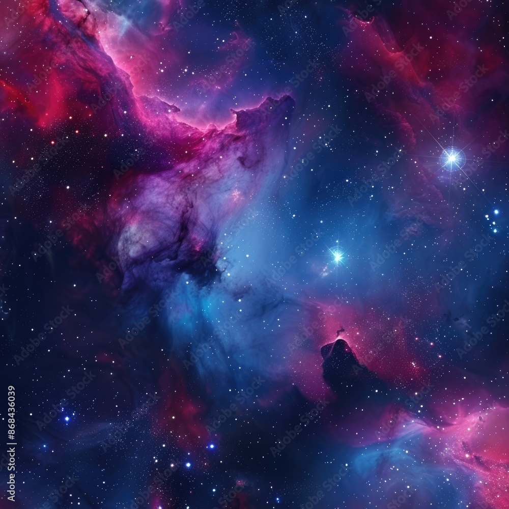 Galaxy Seamless. Night Sky with Colorful Nebula and Stars for Galactic Graphic Design Galaxy Seamless. Night Sky with Colorful Nebula and Stars for Galactic Graphic Design