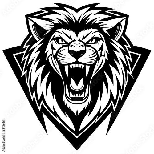 Angry colorful atlas lion face mascot vector 