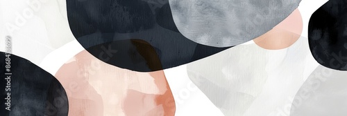 Calming Zen Nordic Scandinavian Bohemian Abstract Minimalistic Geometric Watercolor Pattern Art in Muted Pantone Tones for Modern Decor