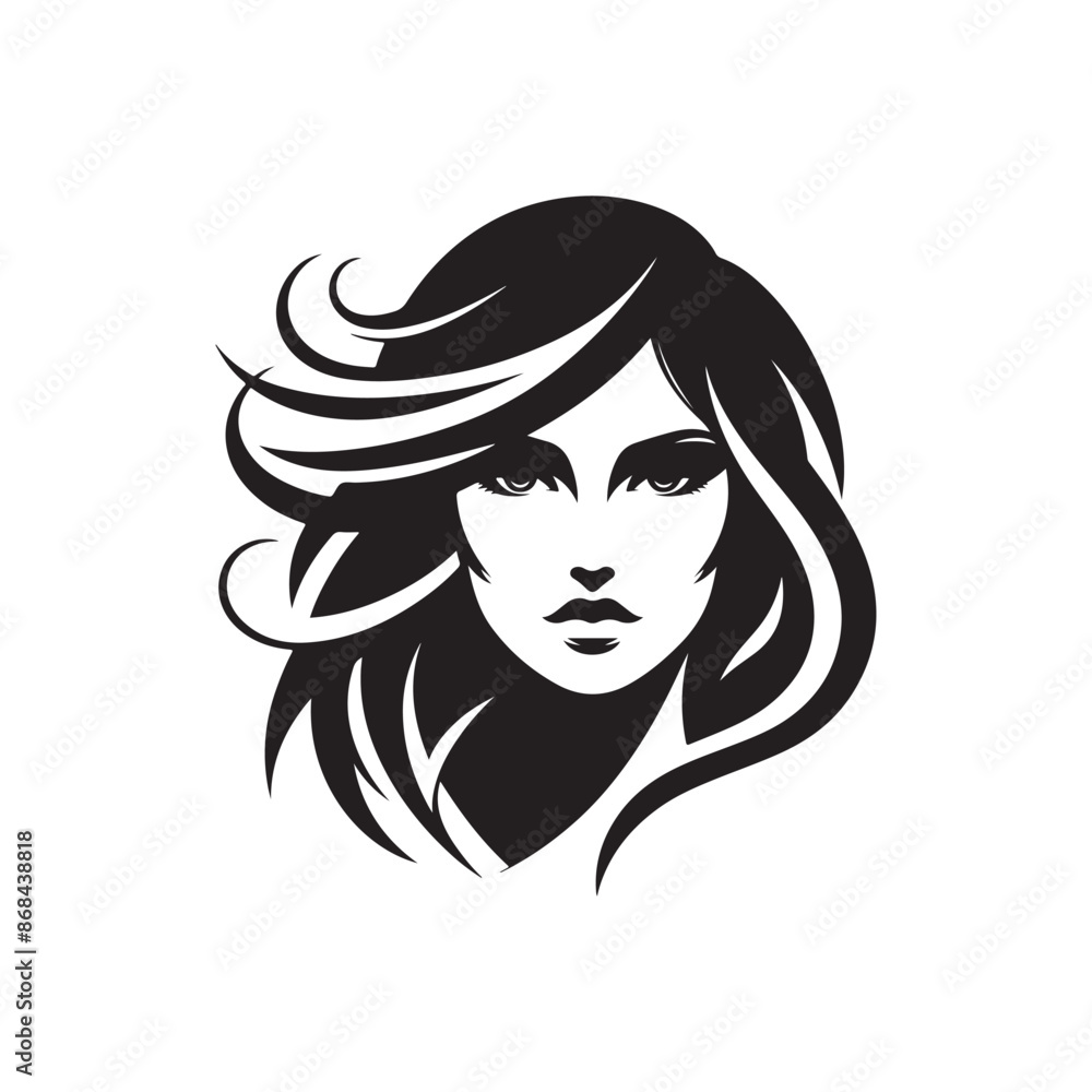 Beauty woman,black logo in minimalist and modern style Beauty woman,black logo in minimalist and modern style