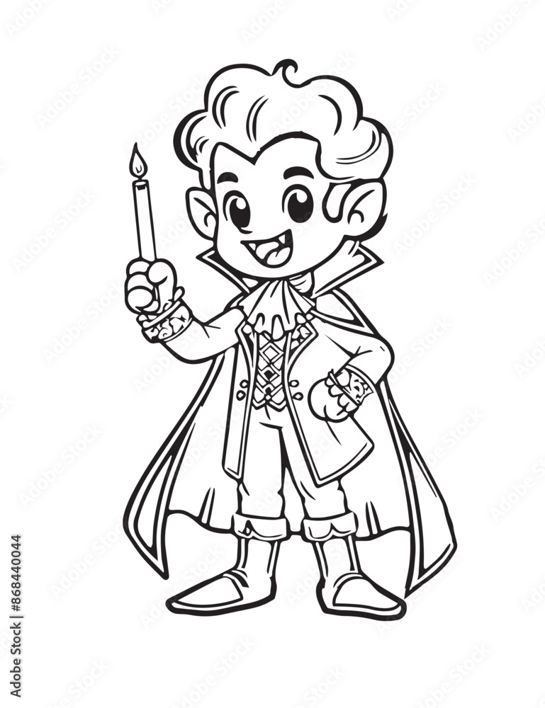 Illustration Coloring draw popular ghost vampire in the dark black and white version good for kids Illustration Coloring draw popular ghost vampire in the dark black and white version good for kids