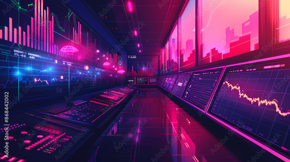 Fototapeta premium Market trade binary option trading platform, space for text, vector illustration