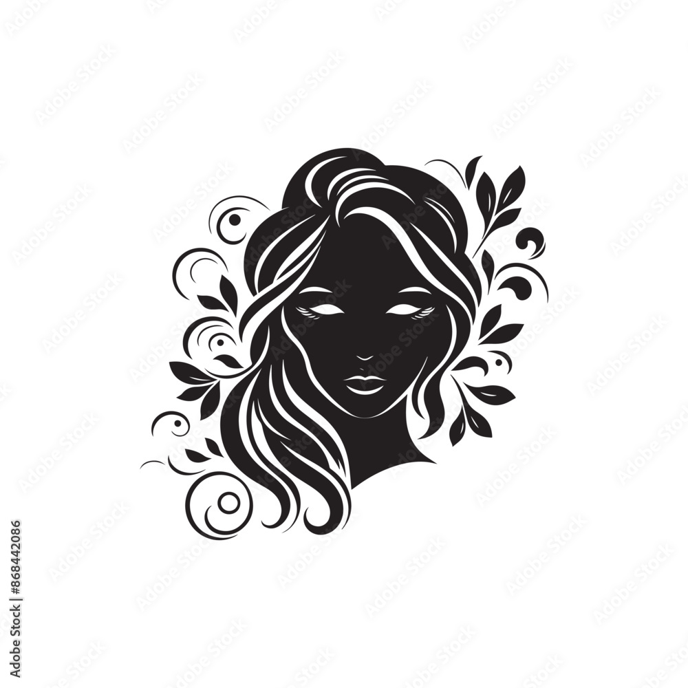 Beauty woman,black logo in minimalist and modern style Beauty woman,black logo in minimalist and modern style