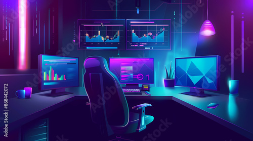 Market trade binary option trading platform, space for text, vector illustration © Akharadat