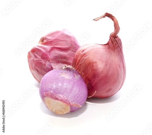 Photography Fresh onions isolated on white background - stock photo