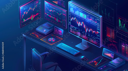 Wallpaper Mural Online trading on stock exchange at home isometric vector image Torontodigital.ca