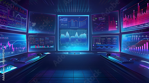 Wallpaper Mural Market trade binary option trading platform, space for text, vector illustration Torontodigital.ca