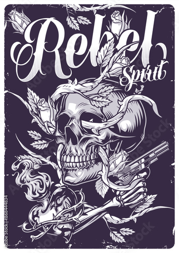 Rebel spirit monochrome vintage poster