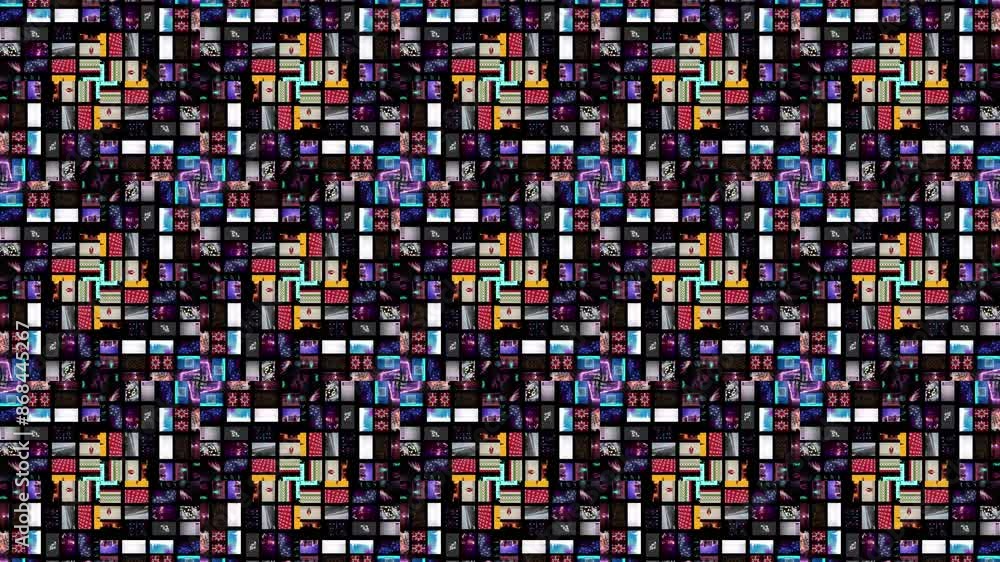 kaleidoscope animation on a Christmas theme where various shapes and neon glowing lines change kaleidoscope animation on a Christmas theme where various shapes and neon glowing lines change