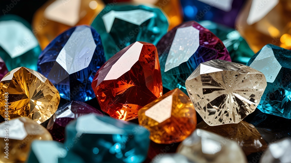 Beautiful gemstones, shiny sparkling trasnparent crystals illustration. Beautiful gemstones, shiny sparkling trasnparent crystals illustration.