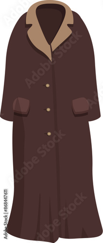 Long brown winter coat with fur collar keeping you warm during cold winter days