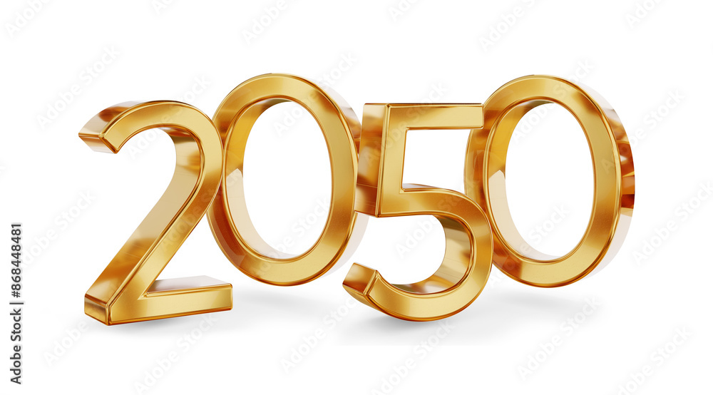 2050, number golden metallic, new year change, 3d-illustration, gold colored icon as symbol, isolated 2050, number golden metallic, new year change, 3d-illustration, gold colored icon as symbol, isolated