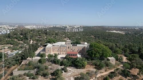 Aerial video over Bet Jamal Monastery Israel photo