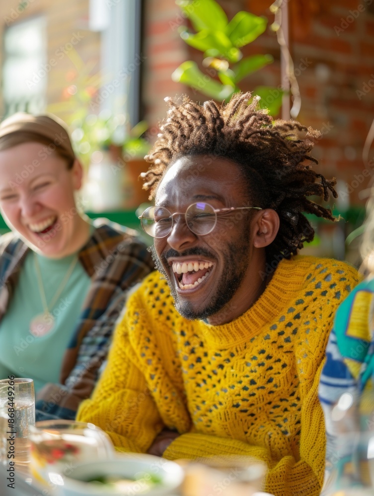 Joyful Breakfast with Friends Diverse Group Laughing Together in a Cozy Morning Setting Joyful Breakfast with Friends Diverse Group Laughing Together in a Cozy Morning Setting