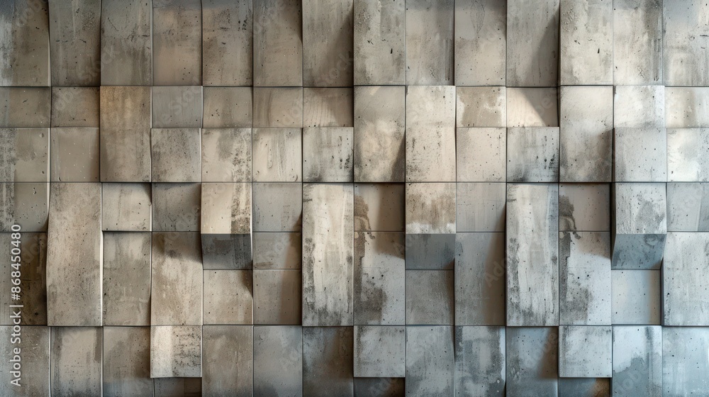 Screen wall composed of alternating panels of textured concrete and ...