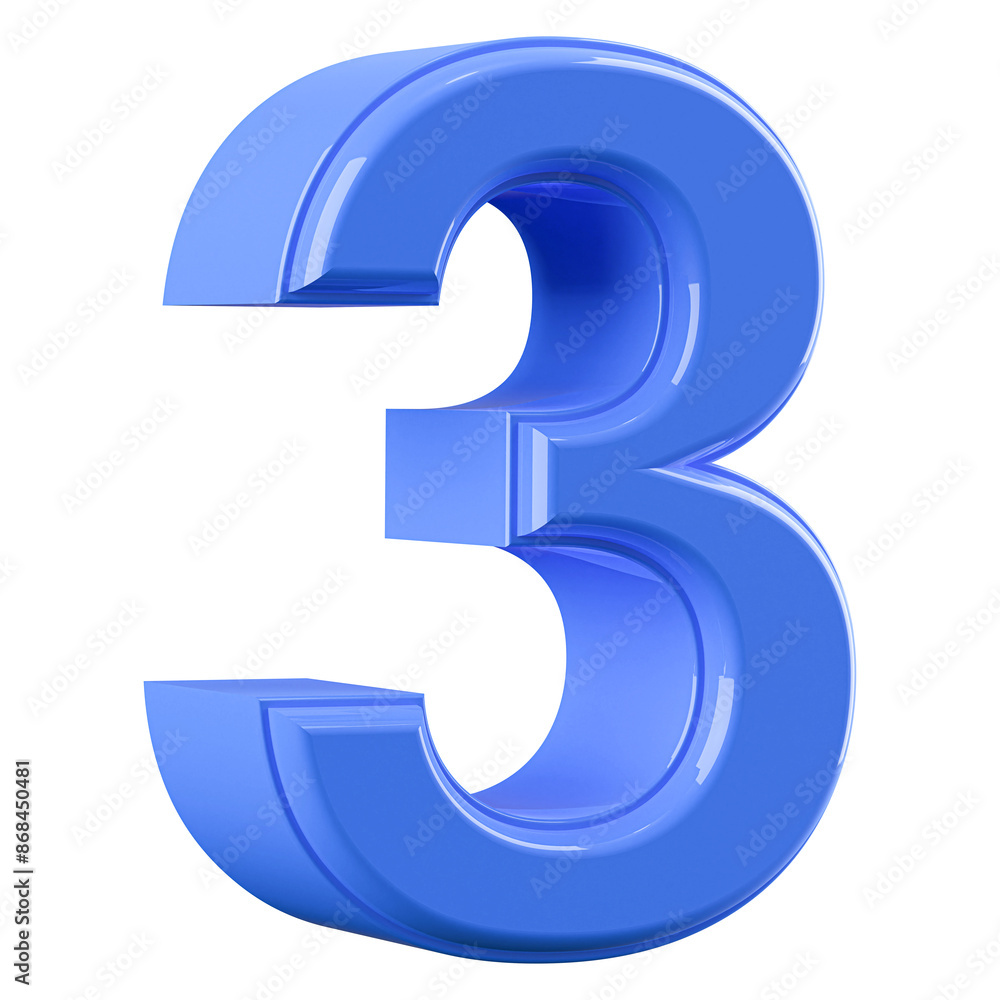 Blue 3D Number 3 Blue 3D Number 3