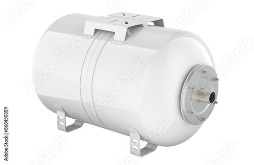 White Pressure Tank Vessel Expansion for Domestic Waterworks Pump, Membrane Drinking Water, 3D rendering isolated on transparent background