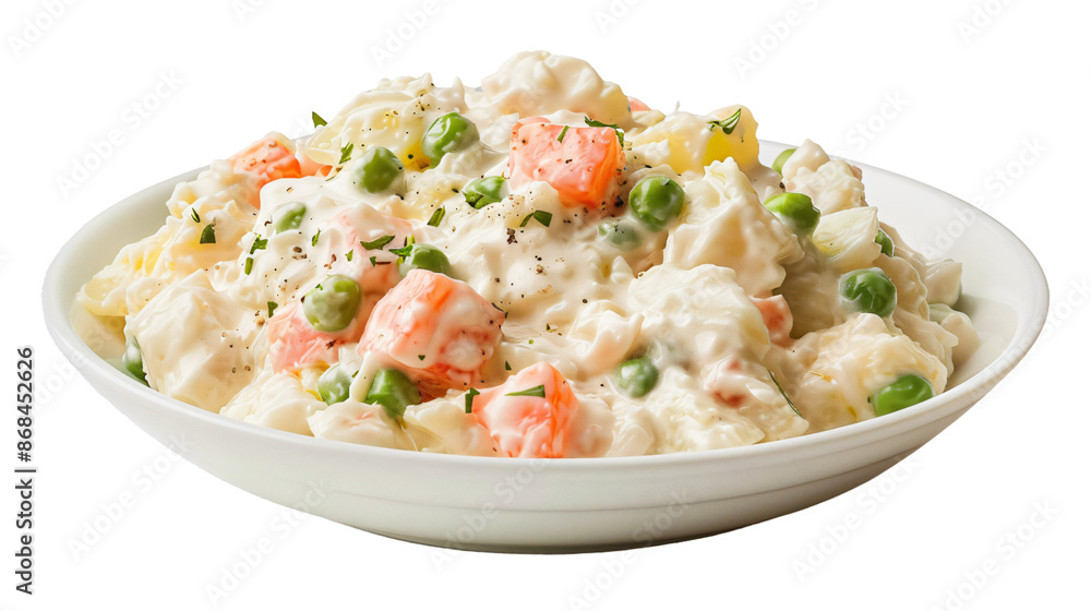 Creamy pasta salad on transparent background Creamy pasta salad on transparent background