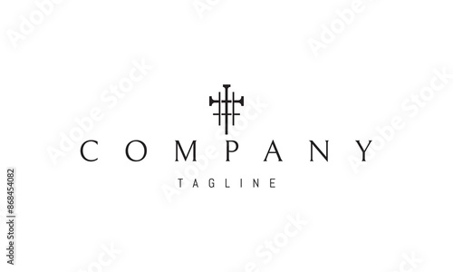 A vector logo with an abstract image of a cross on a lattice background.