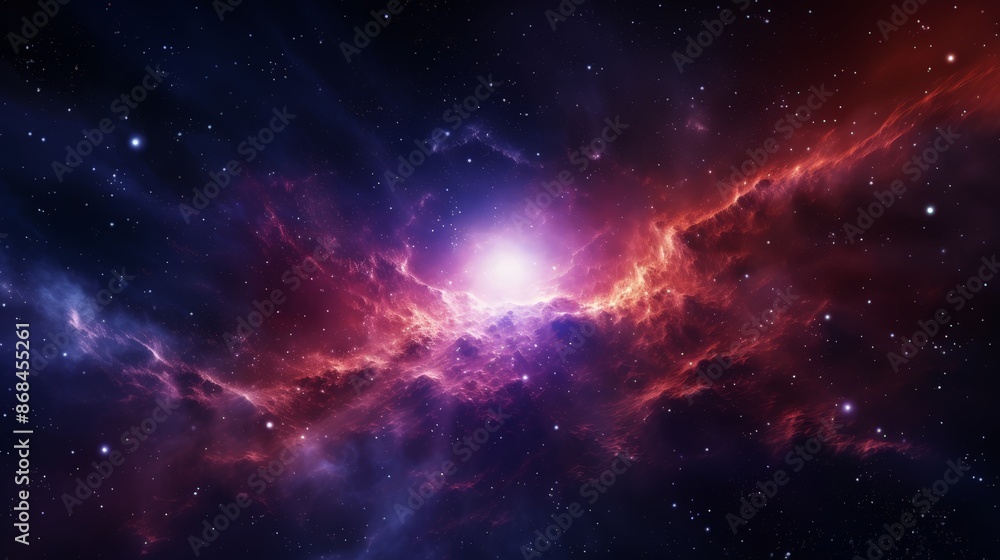 Fototapeta premium Exploding star. Universe expanding, nebulae stardust. Supernova background wallpaper