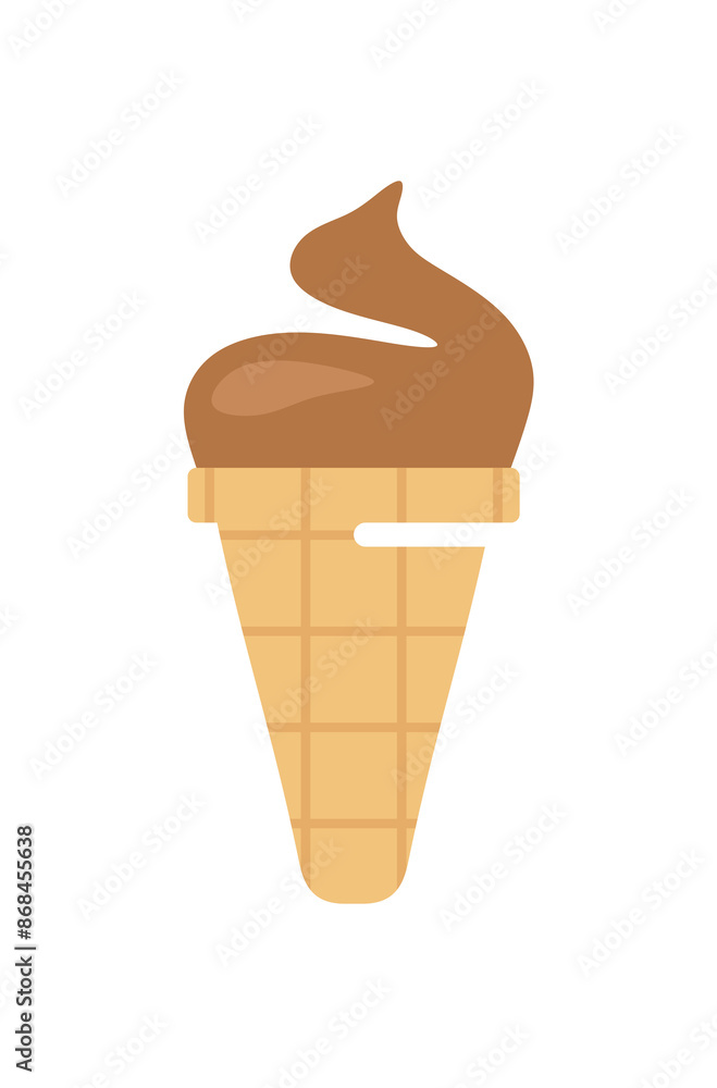 Ice cream in waffle cones graphic design. Chocolate ice cream Ice cream in waffle cones graphic design. Chocolate ice cream