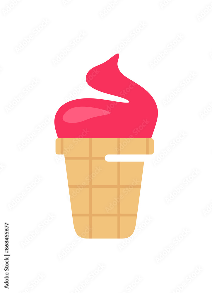 Ice cream in waffle cup graphic design. Strawberry ice cream Ice cream in waffle cup graphic design. Strawberry ice cream