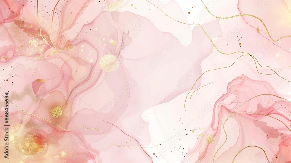 Elegant abstract rose blush liquid watercolor background with golden lines, dots, and stains. Marble alcohol ink drawing effect for wedding invitation designs and sophisticated event stationery Elegant abstract rose blush liquid watercolor background with golden lines, dots, and stains. Marble alcohol ink drawing effect for wedding invitation designs and sophisticated event stationery
