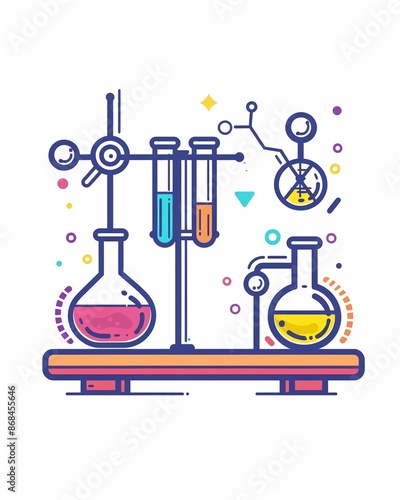 Scientific advancement of polar opposite chemical formulations. Science illustration design art isolated on a white background