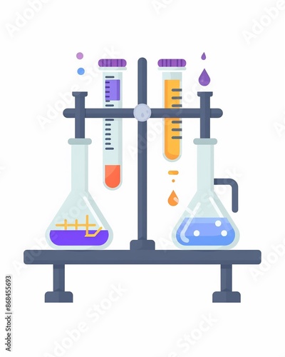 Chemical bonds being tested in a scientific labortor. Science illustration design art isolated on a white background photo