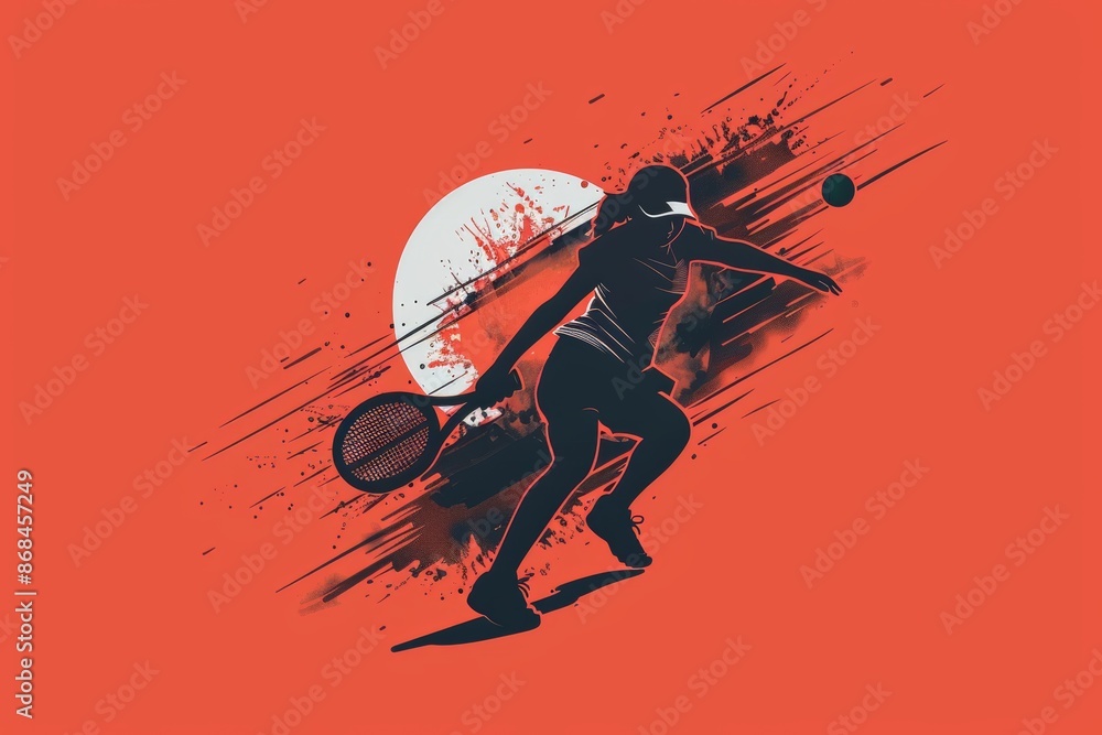 Illustration of a man with a tennis racket. Sports, health Illustration of a man with a tennis racket. Sports, health