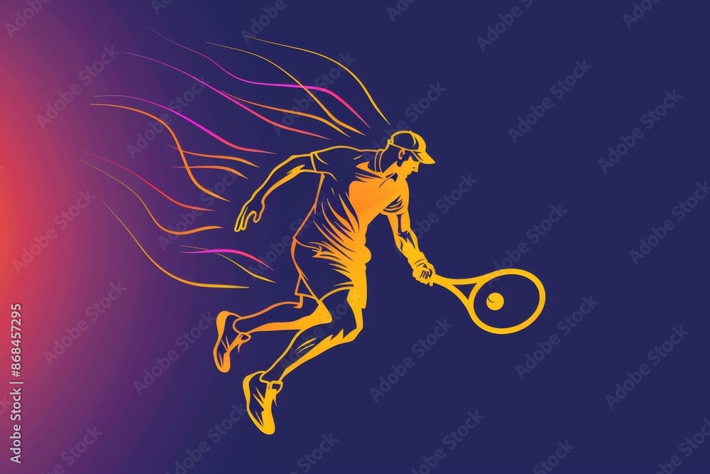 Obraz premium Illustration of a man with a tennis racket. Sports, health