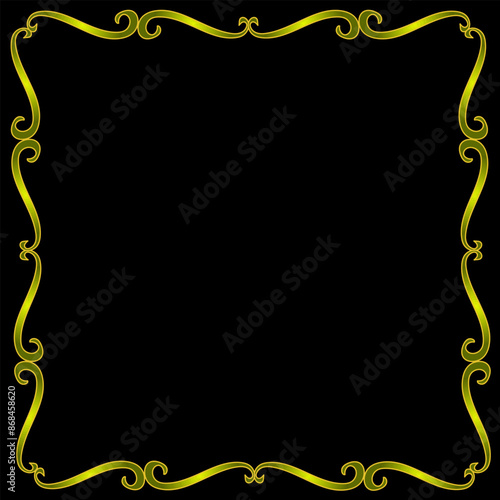 Beautiful figured gilded frame on a black background