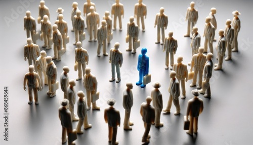 Wallpaper Mural Blue figurine in crowd of white figurines Torontodigital.ca