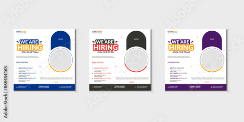 We are hiring job vacancy Social Media Post Or Instagram Promotional Social Media Square Banner And Square Flyer Template Design