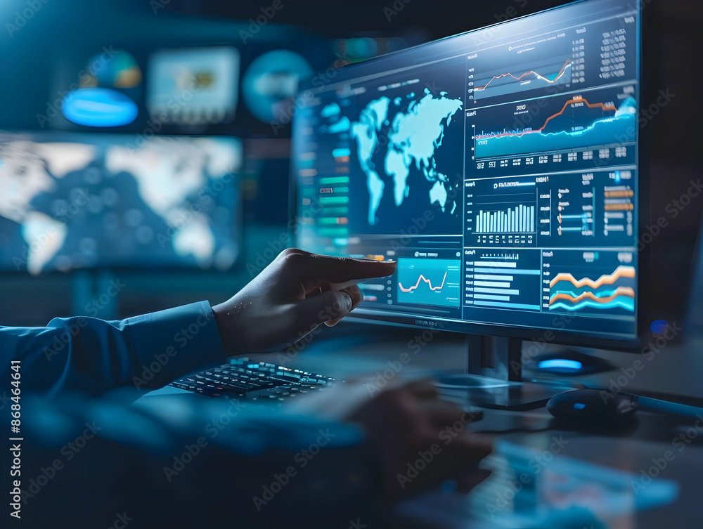 Business analysts analyzing data on PC, Data analyzing, business growth analysis, stock market sales analysis, business development concept Business analysts analyzing data on PC, Data analyzing, business growth analysis, stock market sales analysis, business development concept