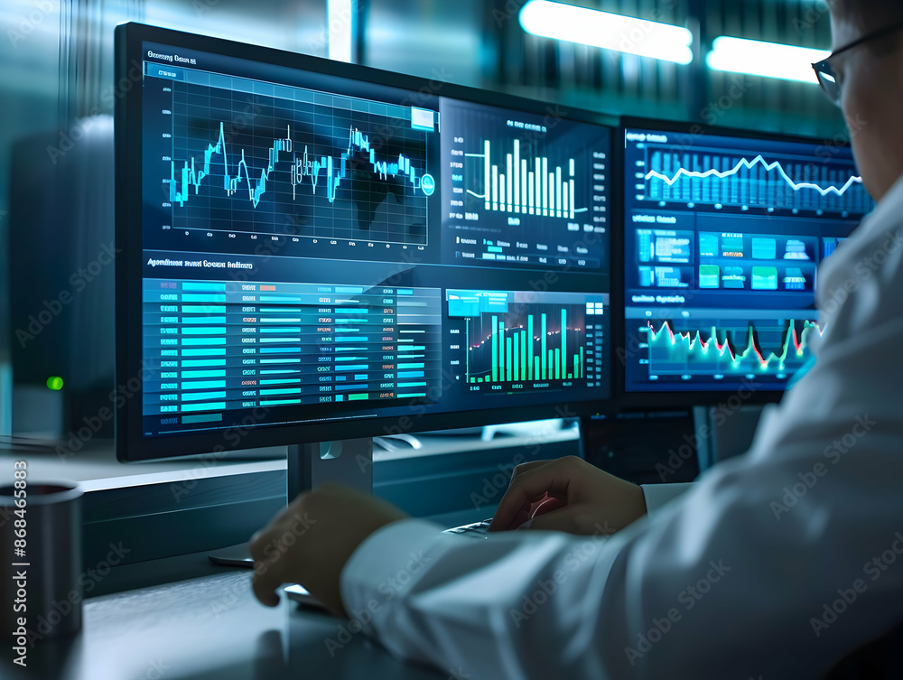 Business analysts analyzing data on PC, Data analyzing, business growth analysis, stock market sales analysis, business development concept Business analysts analyzing data on PC, Data analyzing, business growth analysis, stock market sales analysis, business development concept