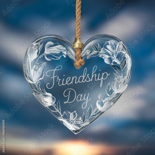 Friendship Day Wallpaper with Text in a Heart-Shaped Ornament and Floral Typography photo