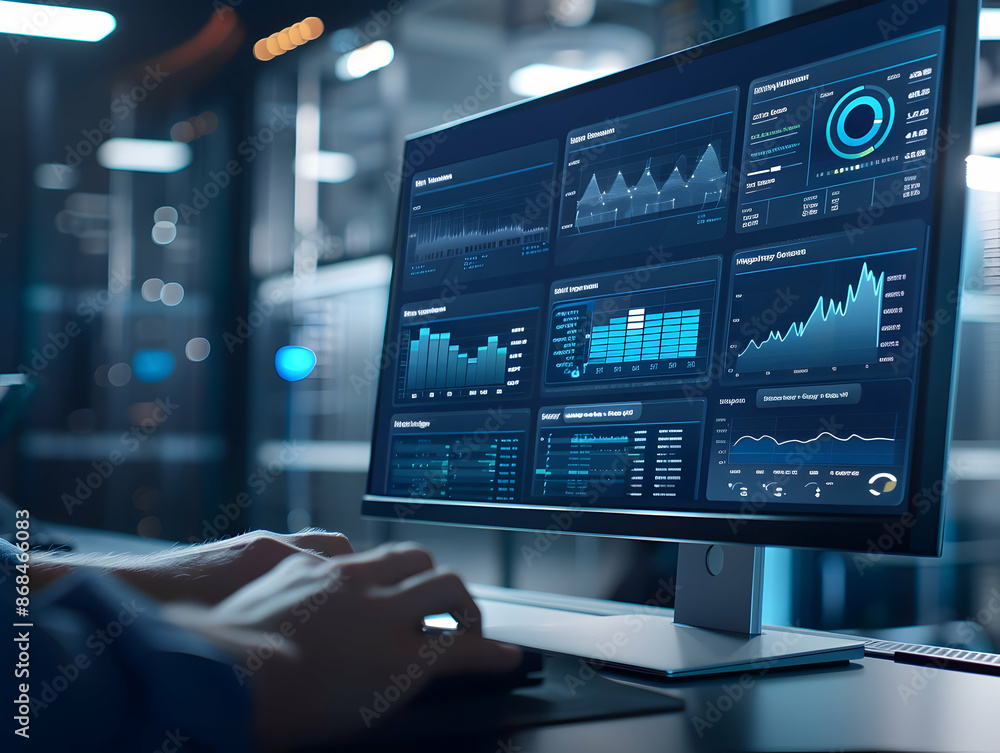 Business analysts analyzing data on PC, Data analyzing, business growth analysis, stock market sales analysis, business development concept Business analysts analyzing data on PC, Data analyzing, business growth analysis, stock market sales analysis, business development concept