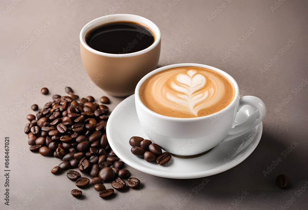 Fototapeta premium cup of coffee with beans