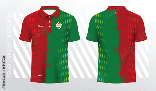 red and green polo sport shirt sublimation jersey template