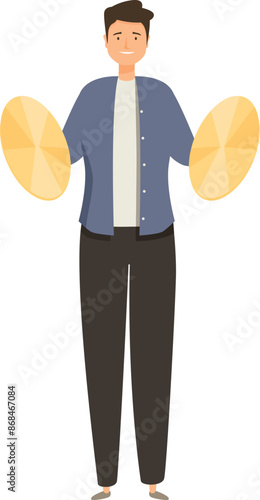 Musician is playing the cymbals with a cheerful expression, adding a touch of excitement to the performance