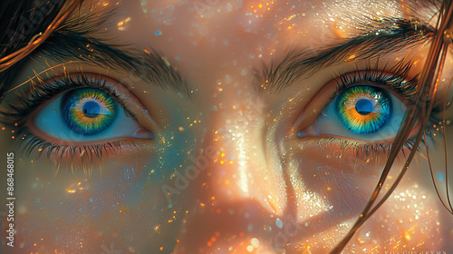 Close-up of vibrant, sparkling blue eyes.