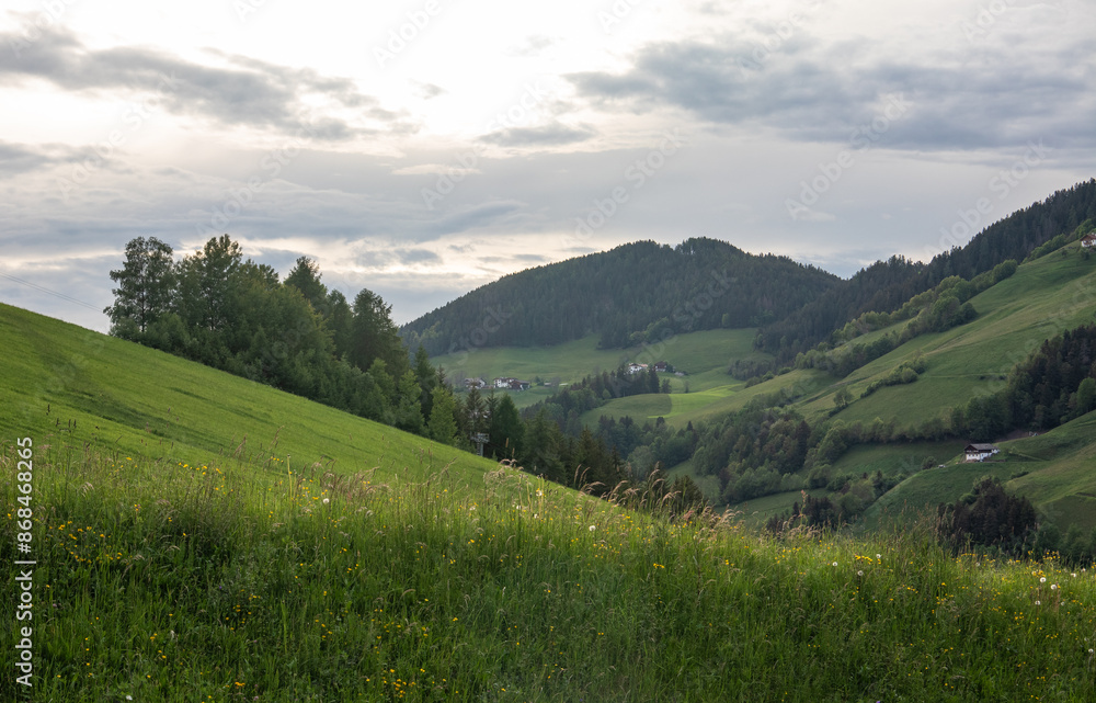 Fototapeta premium Landscape in Villnoess Valley in South Tyrol