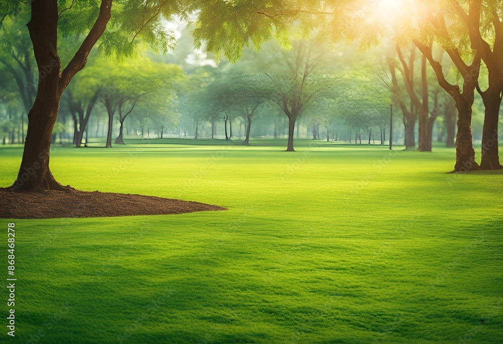 Obraz premium green lawn in the morning