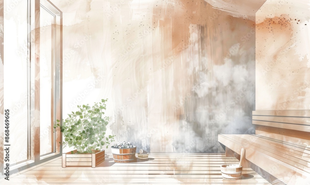 Steaming hot sauna where you can finally relax, comfortable wellness Steaming hot sauna where you can finally relax, comfortable wellness