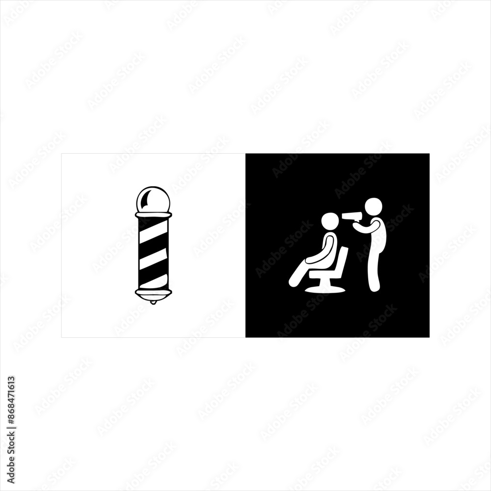 Fototapeta premium Illustration vector grafik of barber shop icon, black and white
